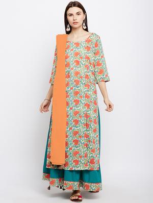 Front slit detail stitched palazzo suit - 15623540 - Standard Image - 1