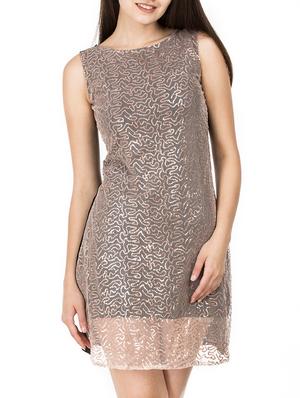 sequined mesh overlay a-line dress - 15623863 - Standard Image - 1