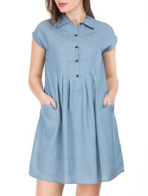 pleated button detail a-line dress - 15623866 - Standard Image - 1