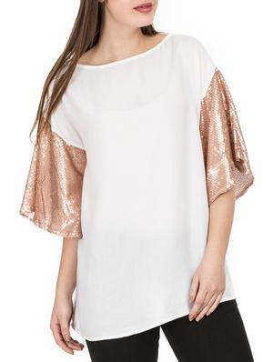 sequined panel flared sleeve top - 15623867 - Standard Image - 1