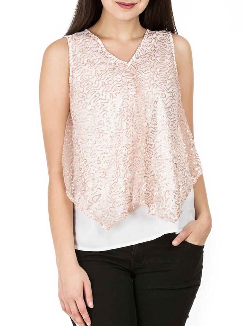 sequined mesh overlay top - 15623868 - Zoom Image - 1
