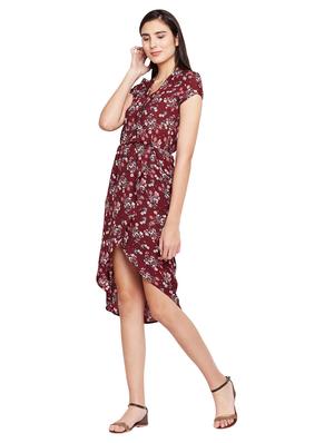 tie knot waist front overlap asymmetric dress - 15624372 - Standard Image - 2