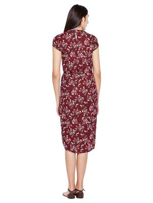tie knot waist front overlap asymmetric dress - 15624372 - Standard Image - 3
