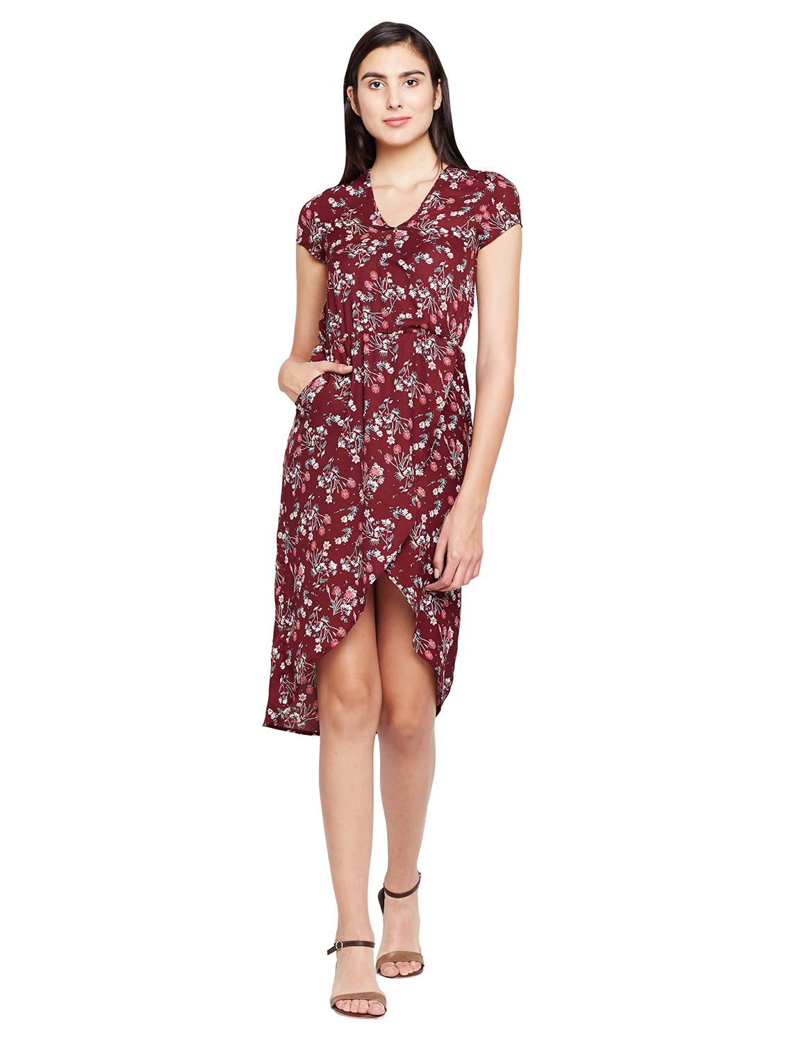 tie knot waist front overlap asymmetric dress - 15624372 - Zoom Image - 1