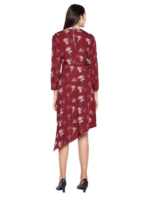long sleeved floral asymmetric dress - 15624378 - Standard Image - 3