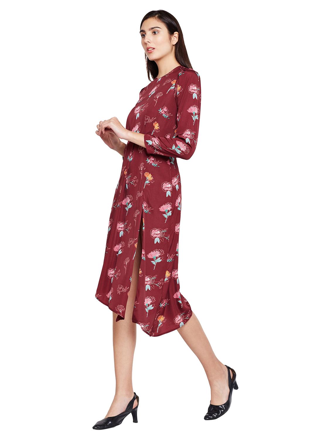 long sleeved floral asymmetric dress - 15624378 - Zoom Image - 2