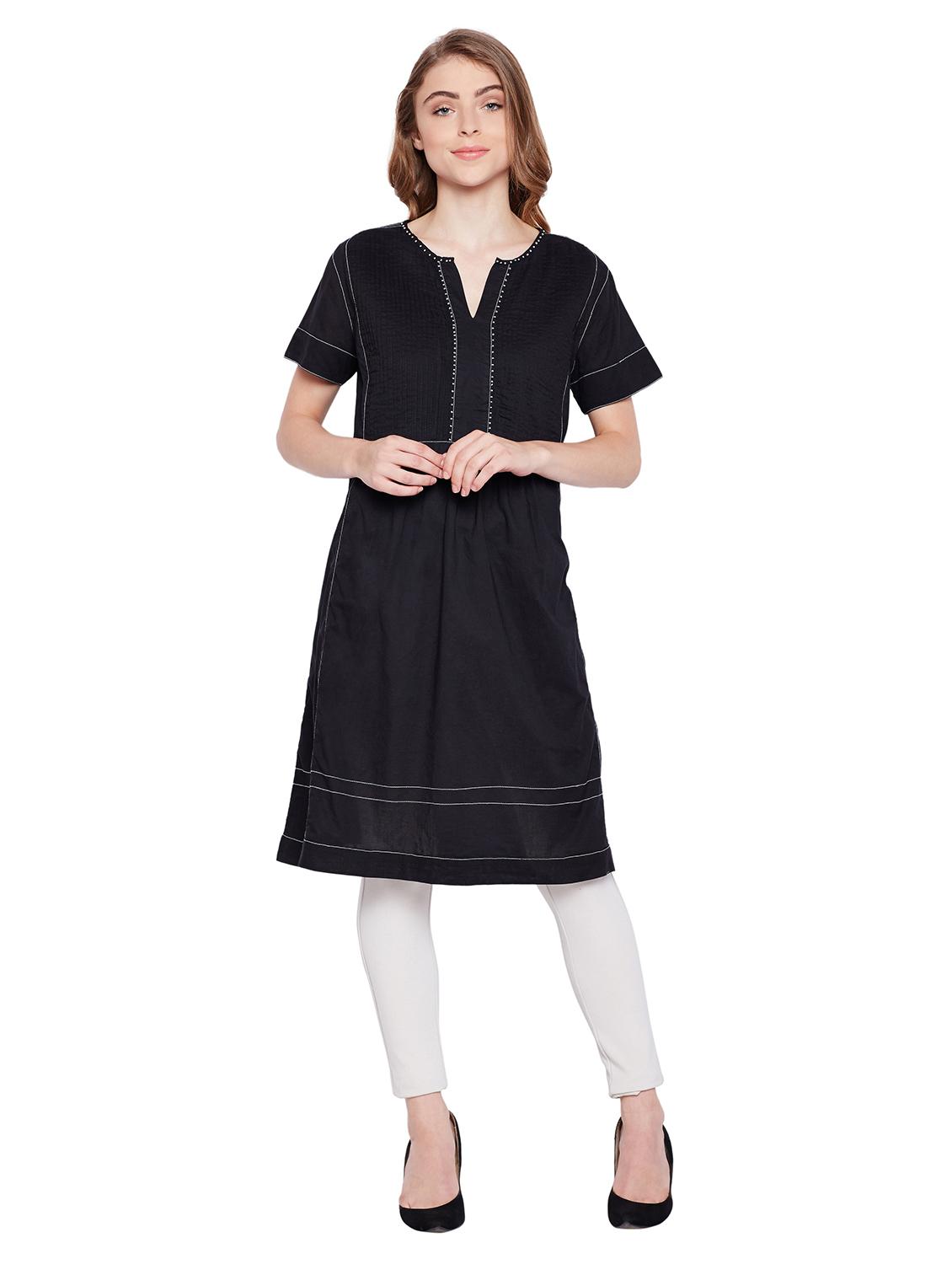 a-line solid kaantha kurta - 15624500 - Zoom Image - 1