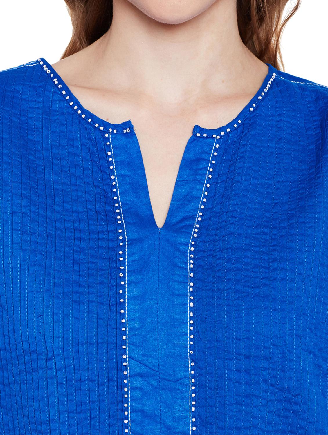 a-line pintucks dobby kurta - 15624504 - Zoom Image - 4