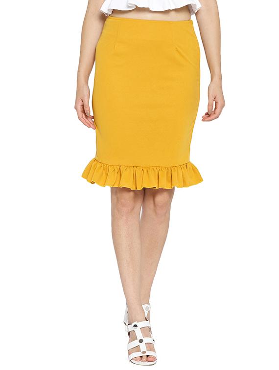 frilled hem pencil skirt - 15624950 - Zoom Image - 1