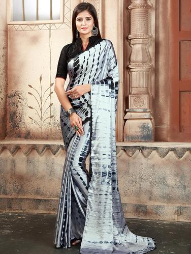 contrast shades shibori saree with blouse - 15625016 - Very Small Image - 1
