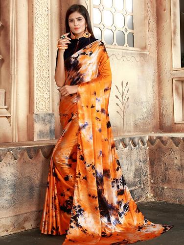 contrast shades shibori saree with blouse - 15625017 - Very Small Image - 1