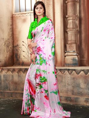contrast shades shibori saree with blouse - 15625018 - Standard Image - 1