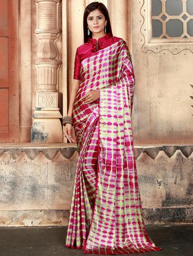 contrast shades shibori saree with blouse - 15625019 - Very Small Image - 1