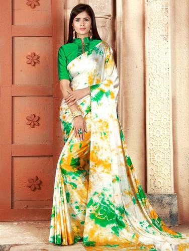 contrast shades shibori saree with blouse - 15625020 - Very Small Image - 1