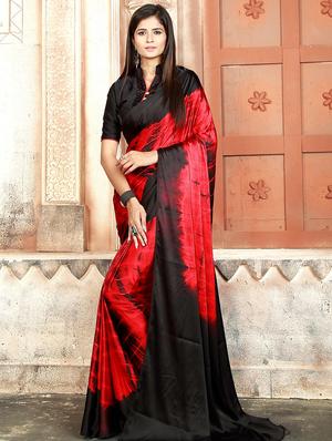 contrast shades shibori saree with blouse - 15625021 - Standard Image - 1