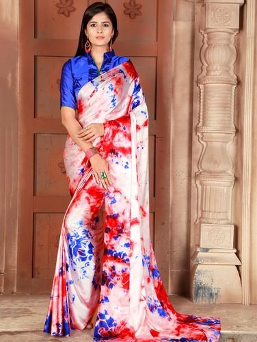 contrast shades shibori saree with blouse - 15625022 - Very Small Image - 1