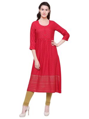 A-line foil print kurta - 15625059 - Standard Image - 1
