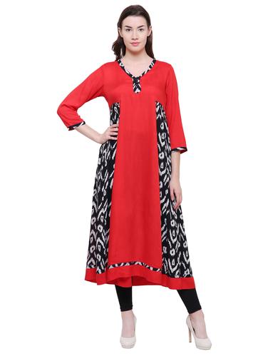 A-line printed panel kurta - 15625063 - Very Small Image - 1