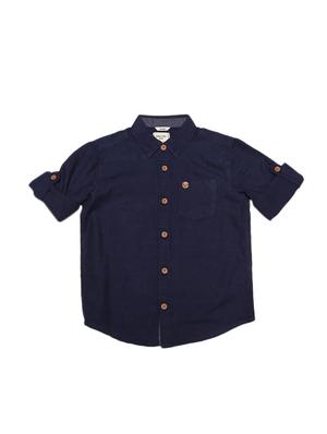 navy blue cotton blend shirt - 15625167 - Standard Image - 1