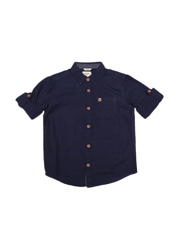 navy blue cotton blend shirt - 15625167 - Zoom Image - 1