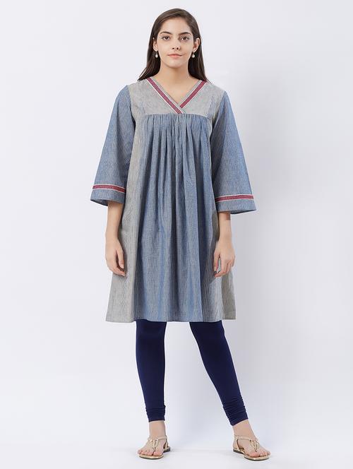 stripes flared kurta - 15625192 - Standard Image - 1