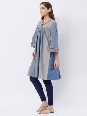 stripes flared kurta - 15625192 - Standard Image - 2