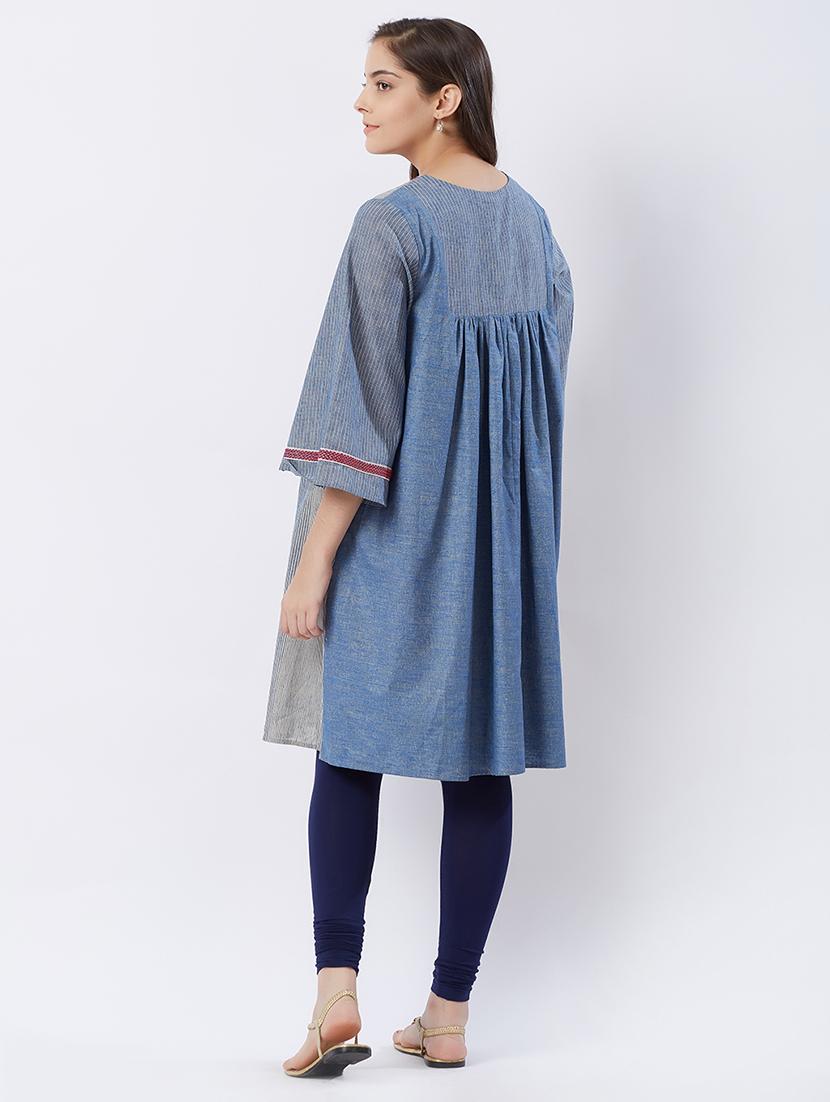 stripes flared kurta - 15625192 - Zoom Image - 3