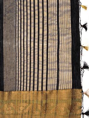 floral border linen woven saree with blouse - 15625381 - Standard Image - 4
