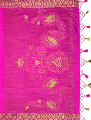 gold zari motif woven saree with blouse - 15625419 - Standard Image - 4