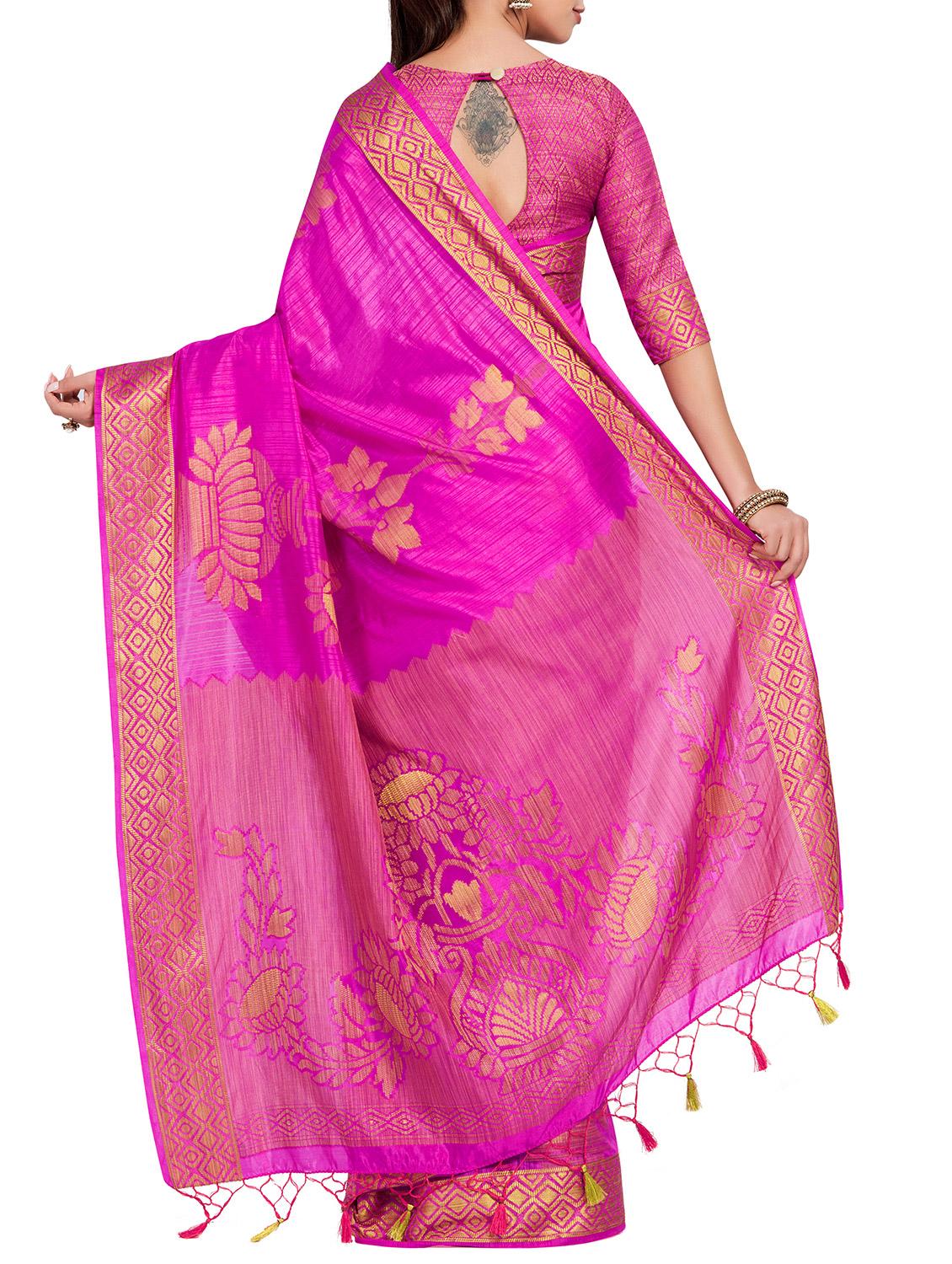 gold zari motif woven saree with blouse - 15625419 - Zoom Image - 2
