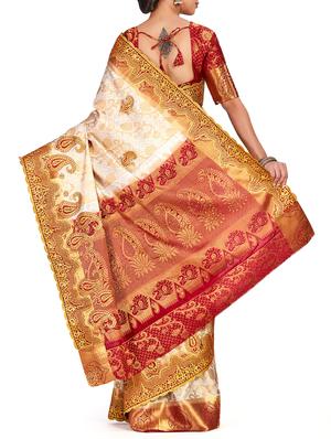 paisley embroidered kanjivaram saree with blouse - 15625620 - Standard Image - 2