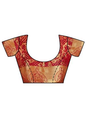 paisley embroidered kanjivaram saree with blouse - 15625620 - Standard Image - 3