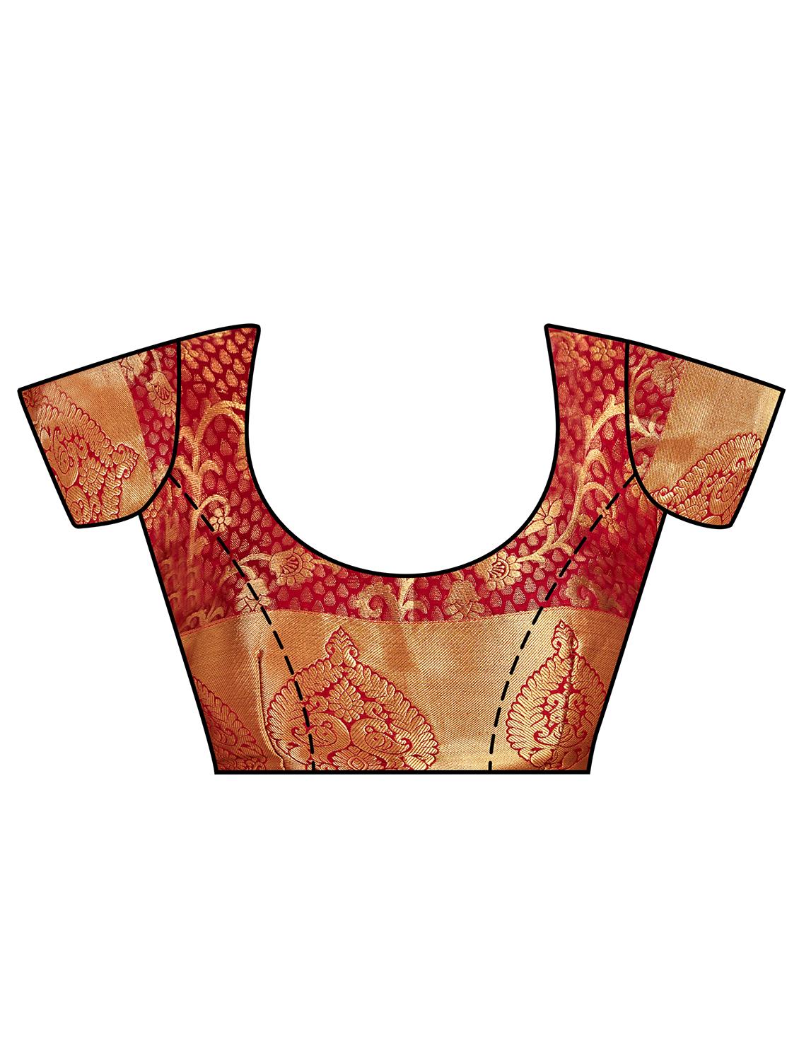 paisley embroidered kanjivaram saree with blouse - 15625620 - Zoom Image - 3