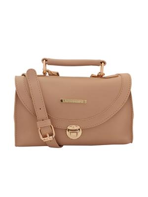 beige leatherette (pu) regular sling bag - 15625795 - Standard Image - 1