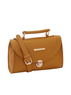 yellow leatherette (pu) regular sling bag - 15625796 - Standard Image - 4