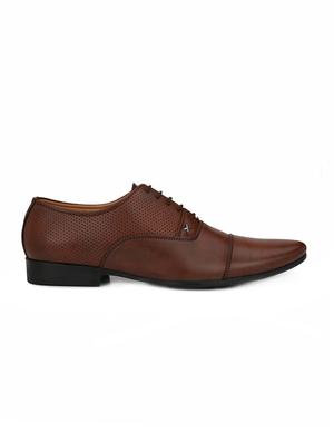 brown leatherette lace-up oxfords - 15625902 - Standard Image - 2