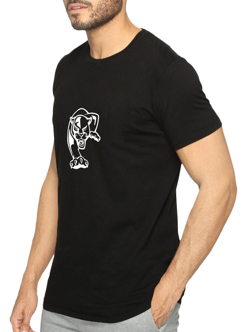 black cotton chest print tshirt - 15625967 - Zoom Image - 2