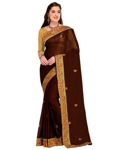 Zari embroidered saree with blouse - 15626331 - Very Small Image - 1