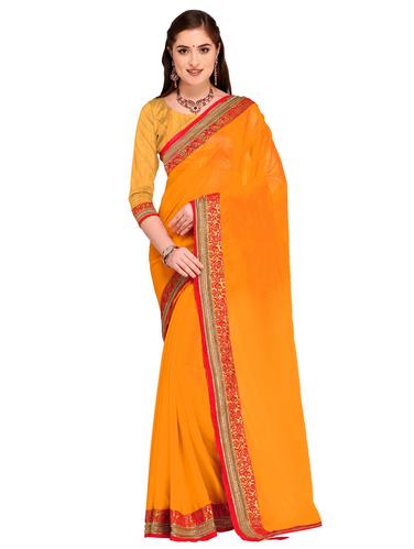Zari bordered saree with blouse - 15626332 - Very Small Image - 1