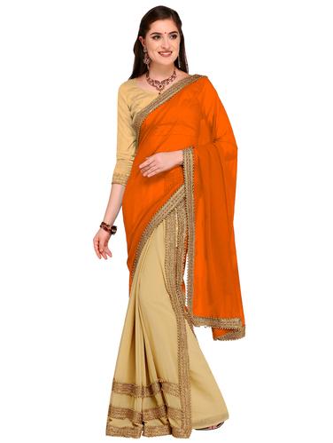 Embellished half and half saree with blouse - 15626336 - Very Small Image - 1