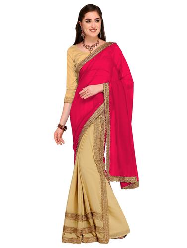 Embellished half and half saree with blouse - 15626337 - Very Small Image - 1