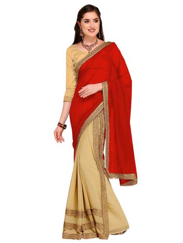 Embellished half and half saree with blouse - 15626338 - Very Small Image - 1