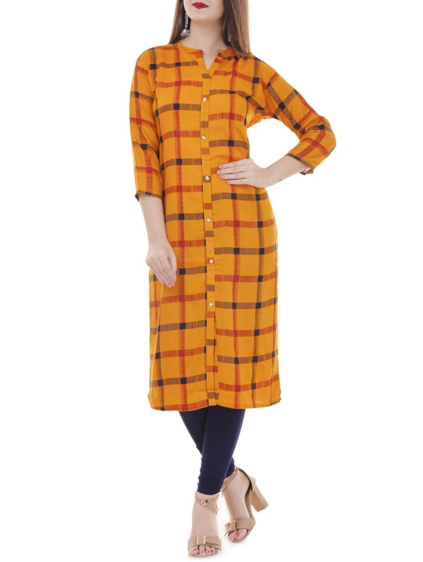 Checkered straight kurta - 15626357 - Zoom Image - 1