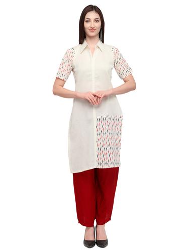 Shirt collar kurta with palazzo set - 15626657 - Very Small Image - 1