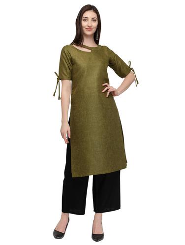 drawstring solid kurta with palazzo set - 15626659 - Very Small Image - 1