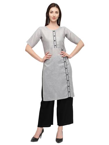 Placket detail kurta with palazzo set - 15626661 - Very Small Image - 1