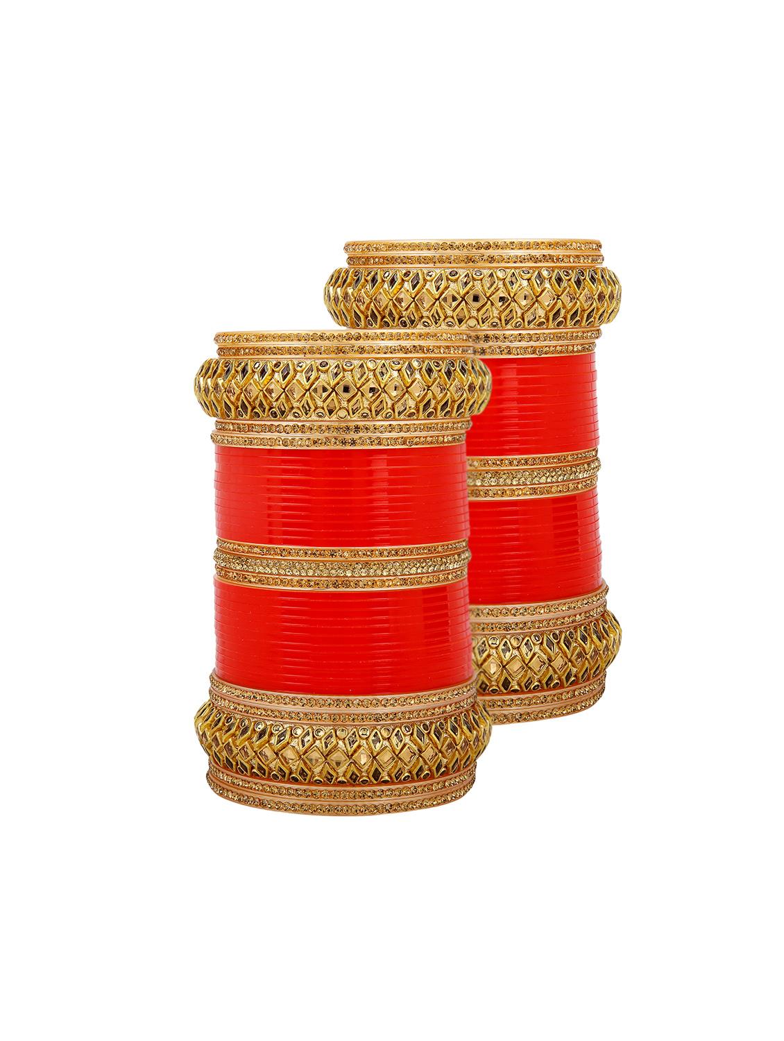 Red Gold Tone Stone Bangles - 15627464 - Zoom Image - 1