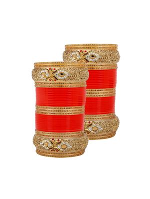 Red Gold Tone Stone Bangles - 15627465 - Standard Image - 1