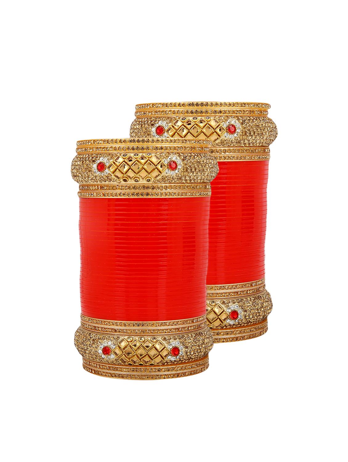 Red Gold Tone Stone Bangles - 15627466 - Zoom Image - 1