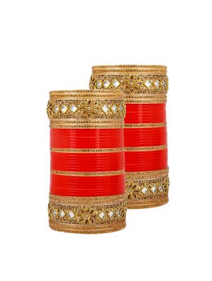 Red Gold Tone Stone Bangles - 15627467 - Standard Image - 1